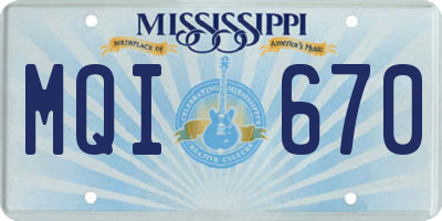 MS license plate MQI670