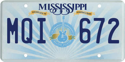 MS license plate MQI672