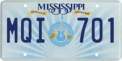 MS license plate MQI701