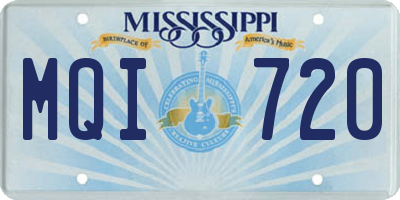 MS license plate MQI720