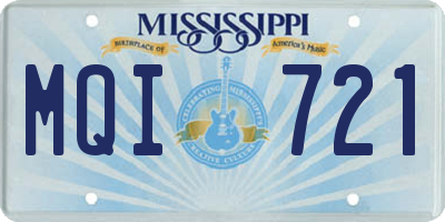 MS license plate MQI721