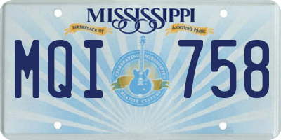 MS license plate MQI758