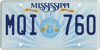MS license plate MQI760