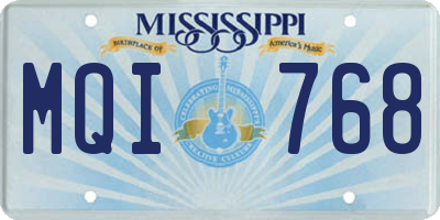 MS license plate MQI768