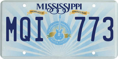 MS license plate MQI773