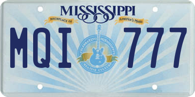 MS license plate MQI777