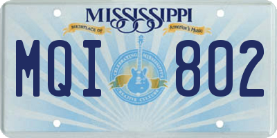 MS license plate MQI802