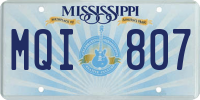MS license plate MQI807