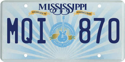 MS license plate MQI870