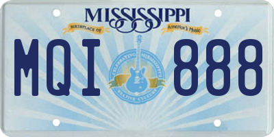 MS license plate MQI888