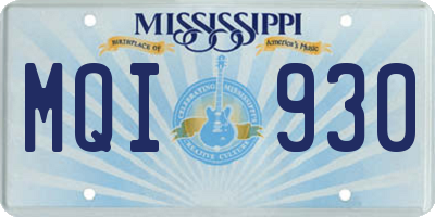 MS license plate MQI930