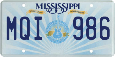 MS license plate MQI986