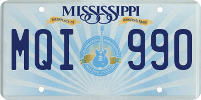 MS license plate MQI990