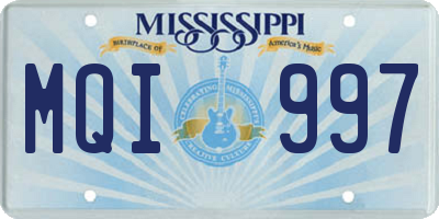 MS license plate MQI997