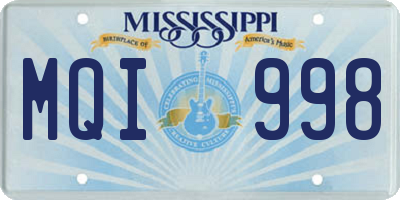 MS license plate MQI998