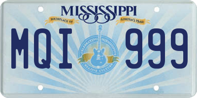 MS license plate MQI999