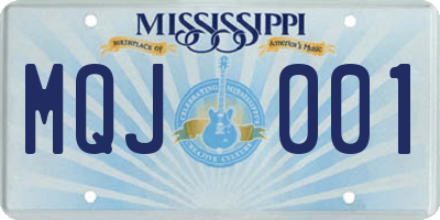 MS license plate MQJ001