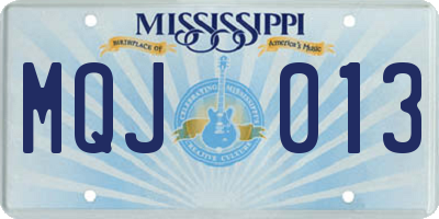 MS license plate MQJ013