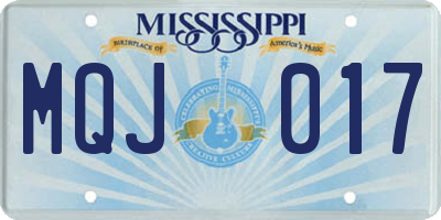 MS license plate MQJ017