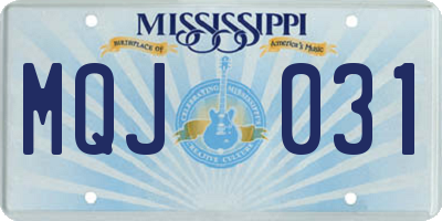 MS license plate MQJ031
