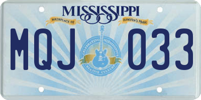 MS license plate MQJ033