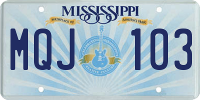 MS license plate MQJ103