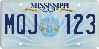 MS license plate MQJ123