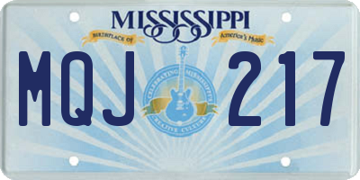 MS license plate MQJ217
