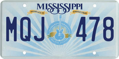 MS license plate MQJ478