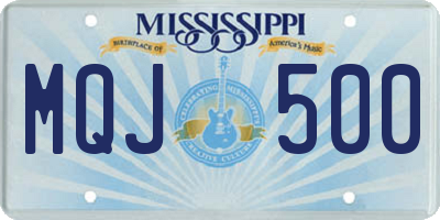 MS license plate MQJ500