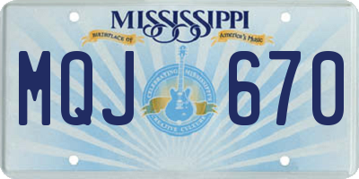 MS license plate MQJ670