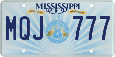 MS license plate MQJ777