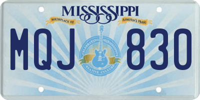 MS license plate MQJ830