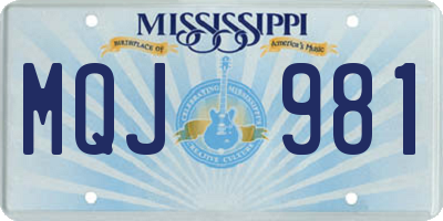 MS license plate MQJ981