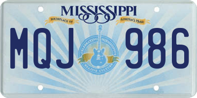 MS license plate MQJ986