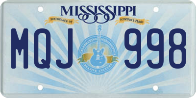 MS license plate MQJ998