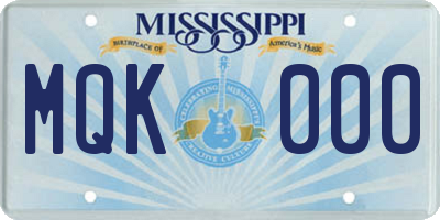 MS license plate MQK000