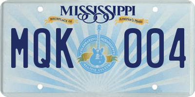 MS license plate MQK004