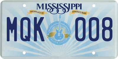 MS license plate MQK008