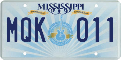 MS license plate MQK011