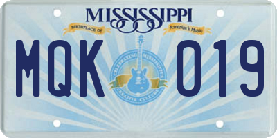 MS license plate MQK019