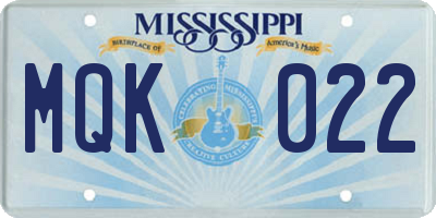 MS license plate MQK022