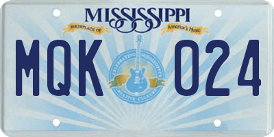MS license plate MQK024