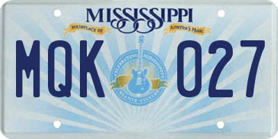 MS license plate MQK027