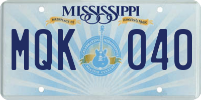 MS license plate MQK040