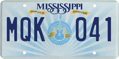 MS license plate MQK041
