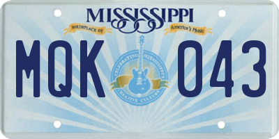 MS license plate MQK043