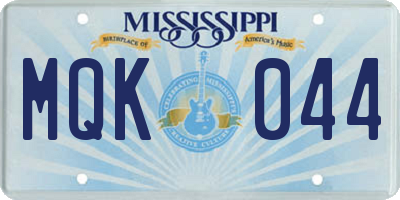 MS license plate MQK044