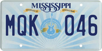 MS license plate MQK046