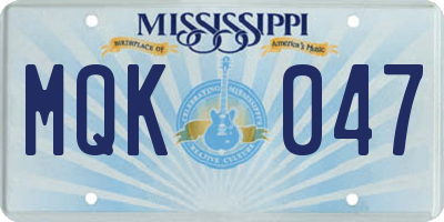 MS license plate MQK047